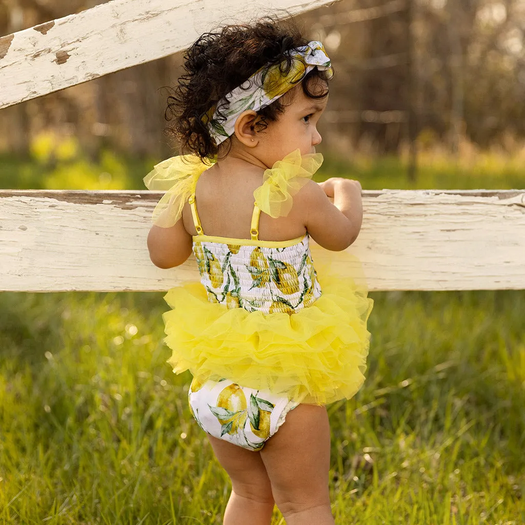 Limoncello Tulle Smocked Bodysuit Dress