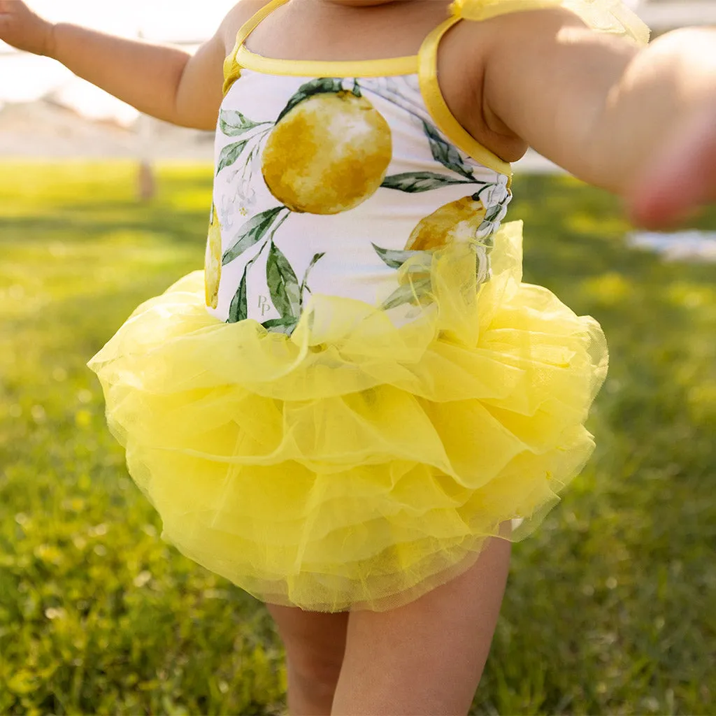 Limoncello Tulle Smocked Bodysuit Dress