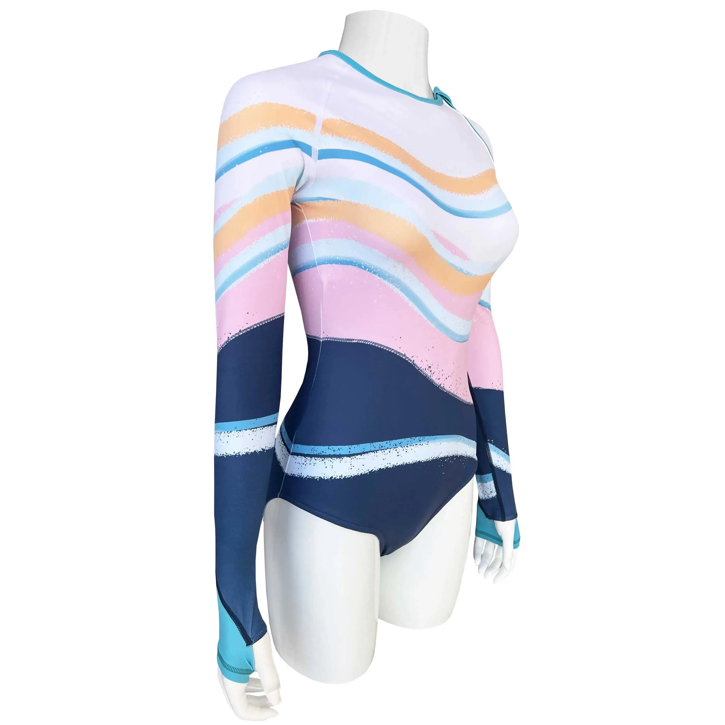 Long Sleeve Swimsuit for Women UPF 50  | Art - Sandy Waves