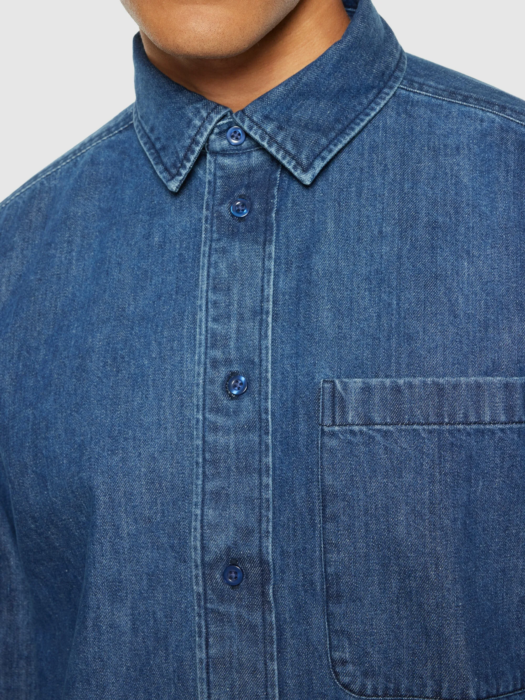 Loose denim shirt - GOTS/Vegan - Dark Blue denim