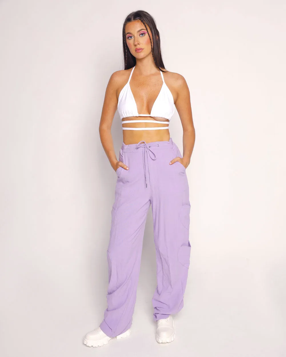 Lover Girl Parachute Pants With Heart Shaped Pockets