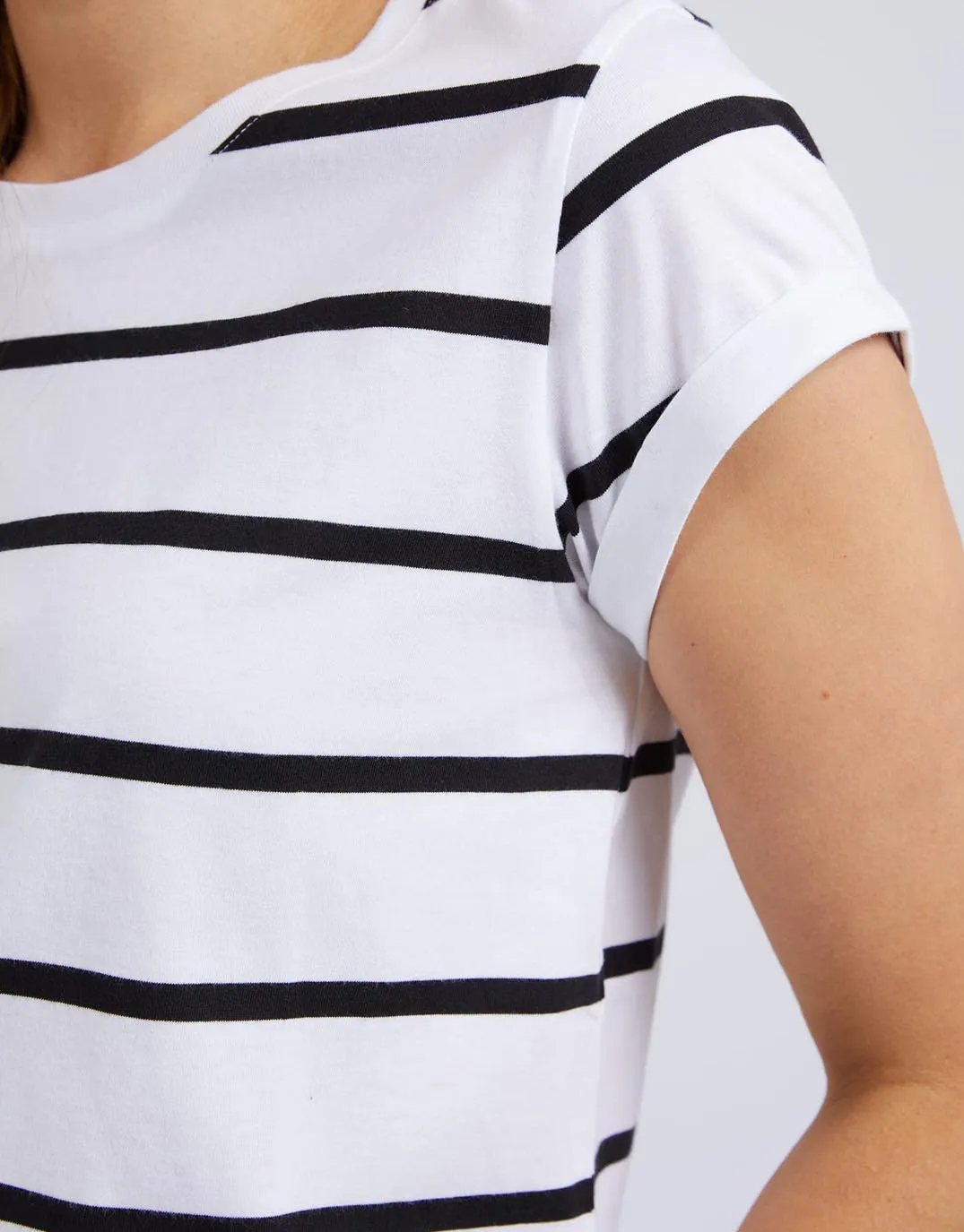 Manly Stripe Tee - White/Black Stripe