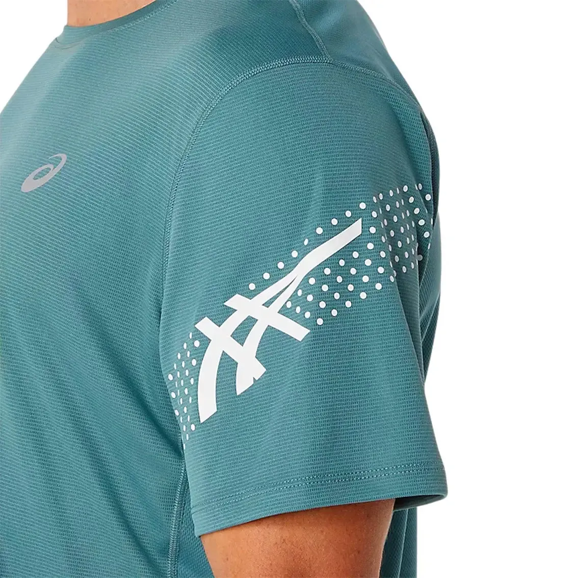 Mens ASICS x Run Club Icon Short Sleeved Top - Foggy Teal / Brilliant White