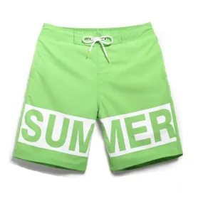 Men's Green Summer Print Beach Board Shorts