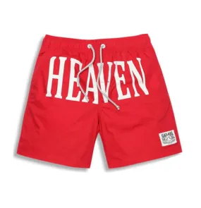 Men's Red HEAVEN Print Beach Board Shorts