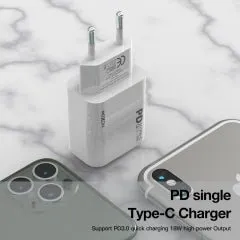 Moxom PD Fast charger For iPhone 12 /11 -  18w USB-c power Adapter Mx-HC25