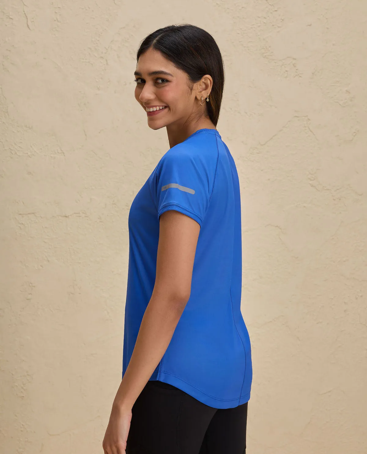 Nykd By Nykaa Quick Dry Half Sleeves Regular Fit Running Tee-NYK033-Bright Blue