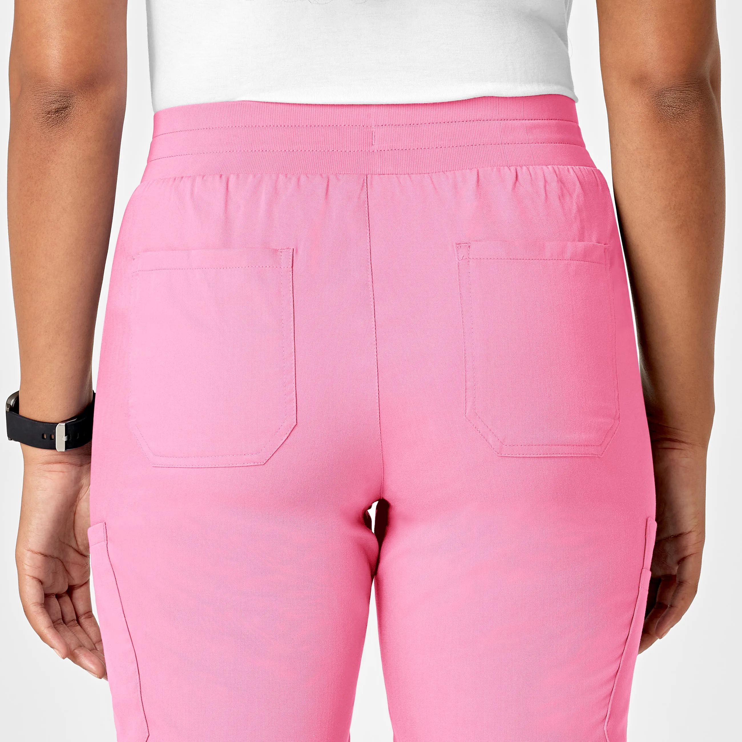 PRO Women's Slim Leg Cargo Scrub Pant - Pink Blossom