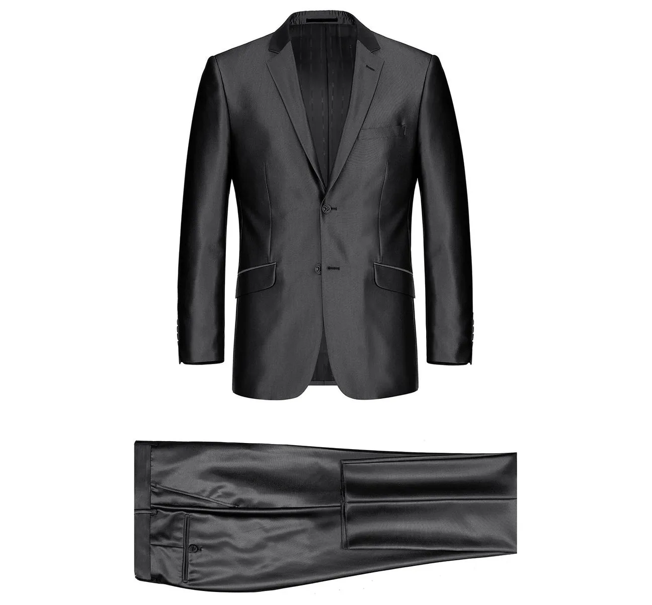 Renoir 207-1 Men's Sharkskin Italian Styled Two Piece Modern Fit Suit