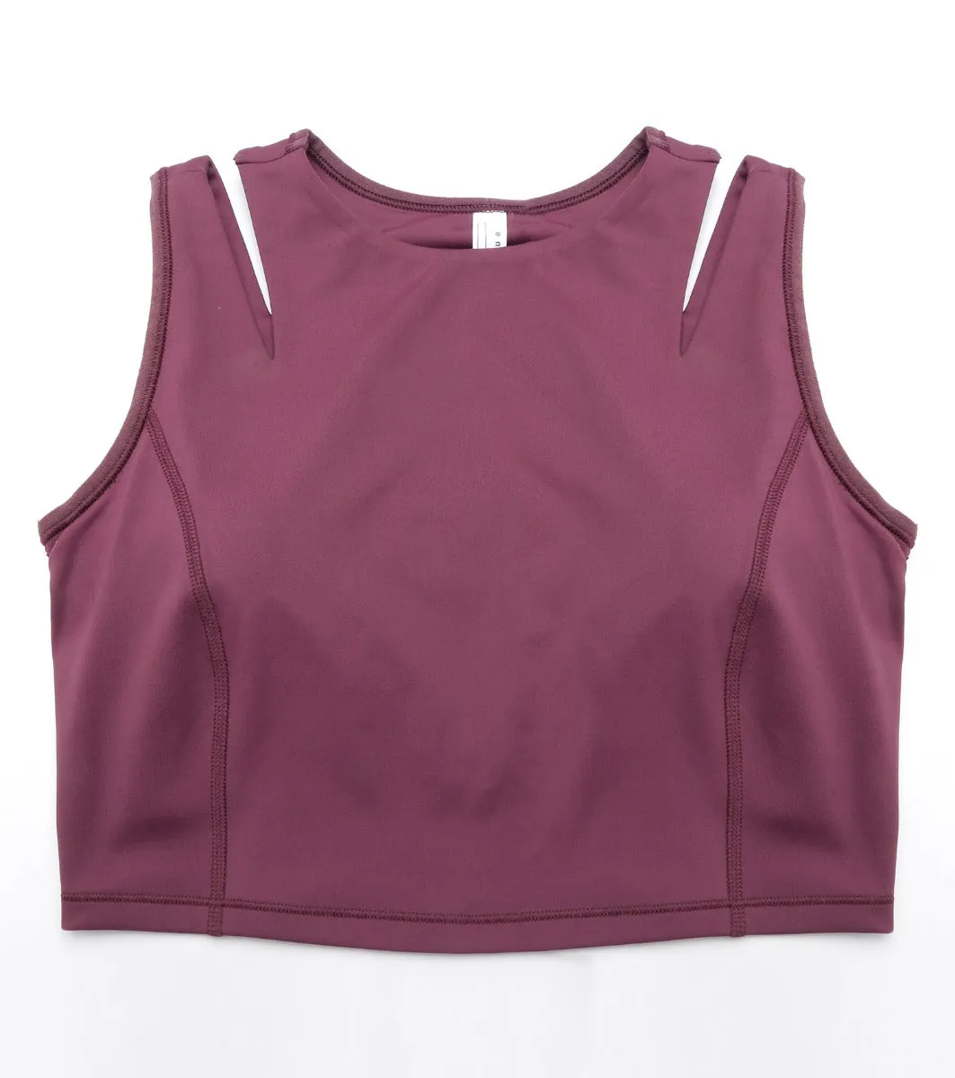 Shelf Bra Crop Vest | Crew Neck Vest With In-Built Shelf Bra Support