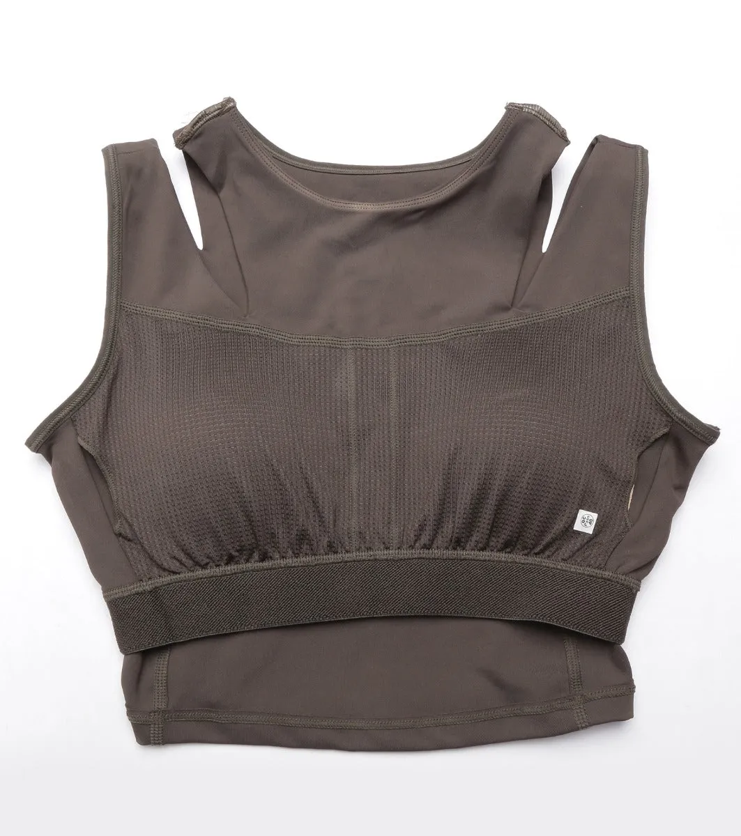 Shelf Bra Crop Vest | Crew Neck Vest With In-Built Shelf Bra Support