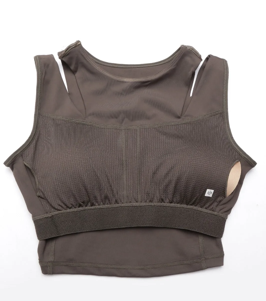 Shelf Bra Crop Vest | Crew Neck Vest With In-Built Shelf Bra Support