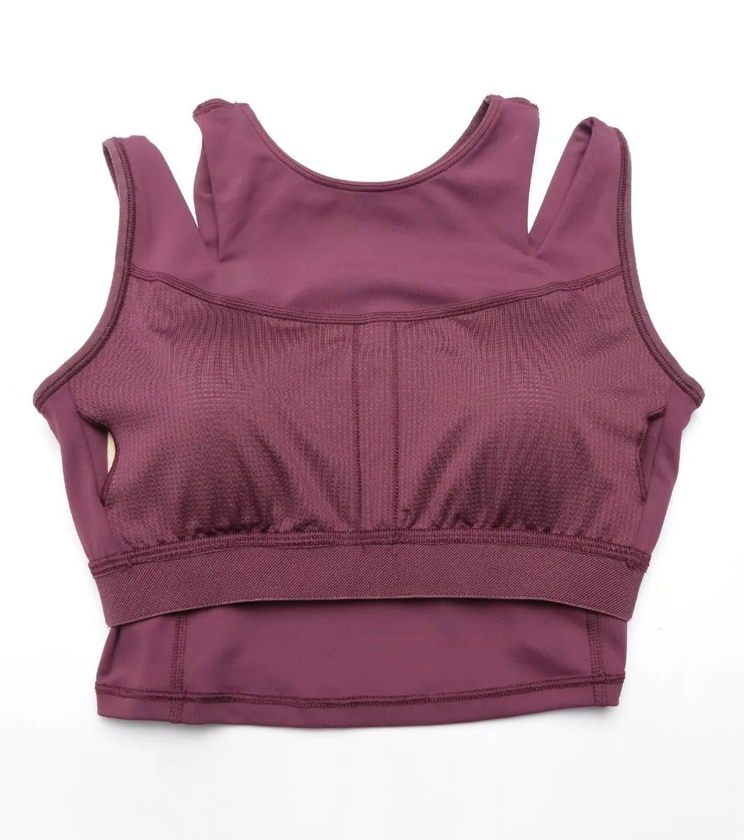 Shelf Bra Crop Vest | Crew Neck Vest With In-Built Shelf Bra Support