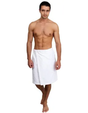 TOWELSELECTIONS COTTON TERRY VELOUR BATH TOWEL SHOWER WRAP FOR MEN LARGE/X-LARGE WHITE