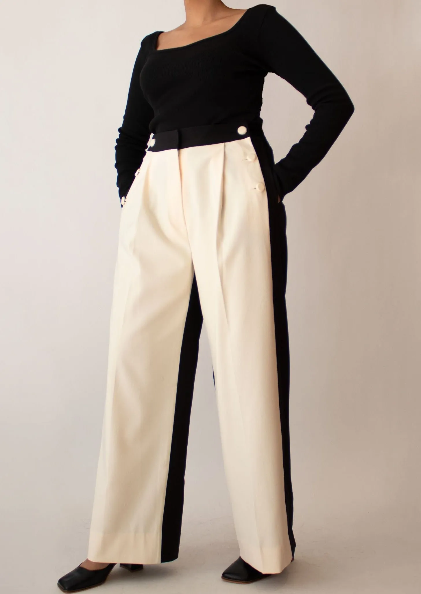 Two Tone Wide Leg Pants