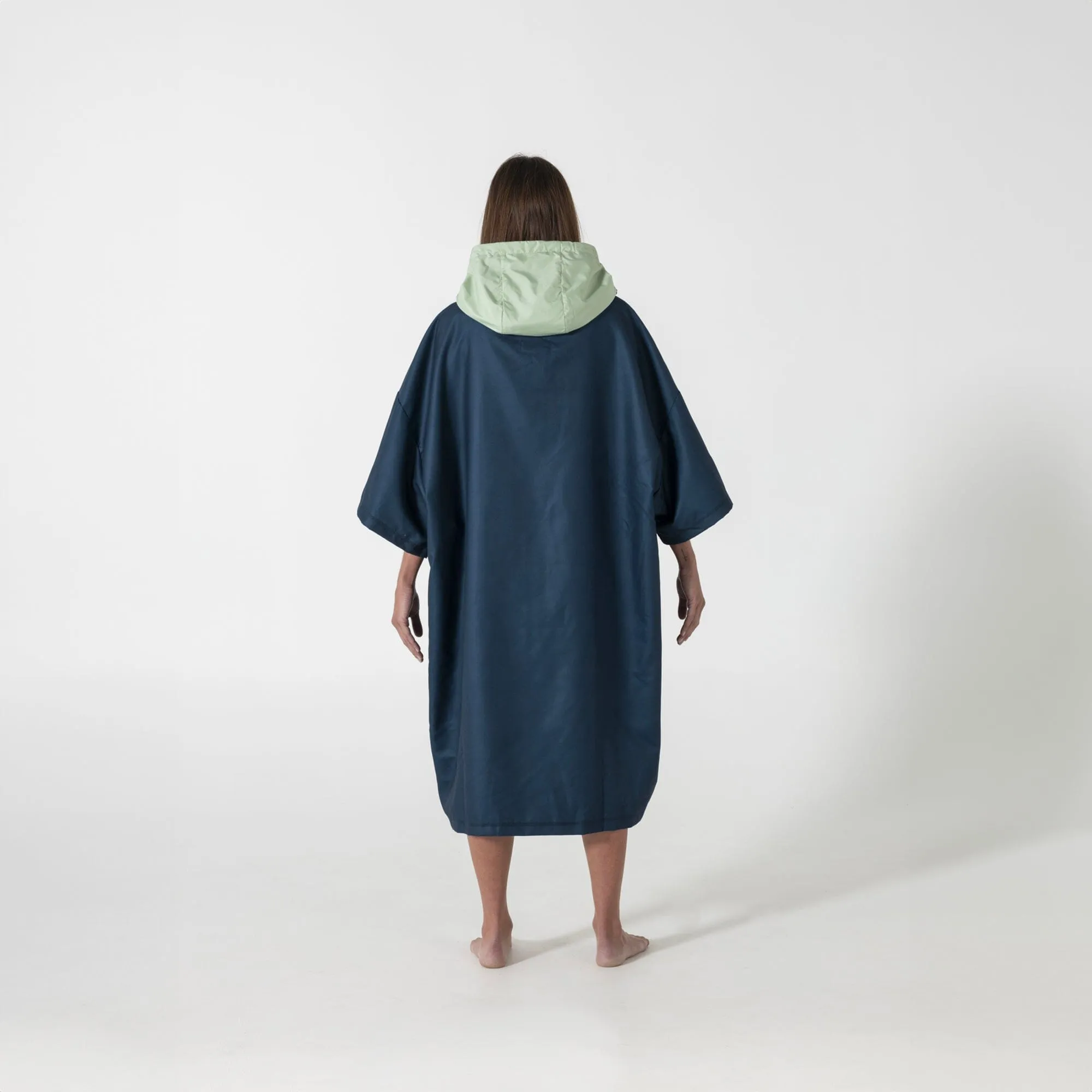 VOITED Micro Fleece Poncho - Ocean Navy/Cameo Green