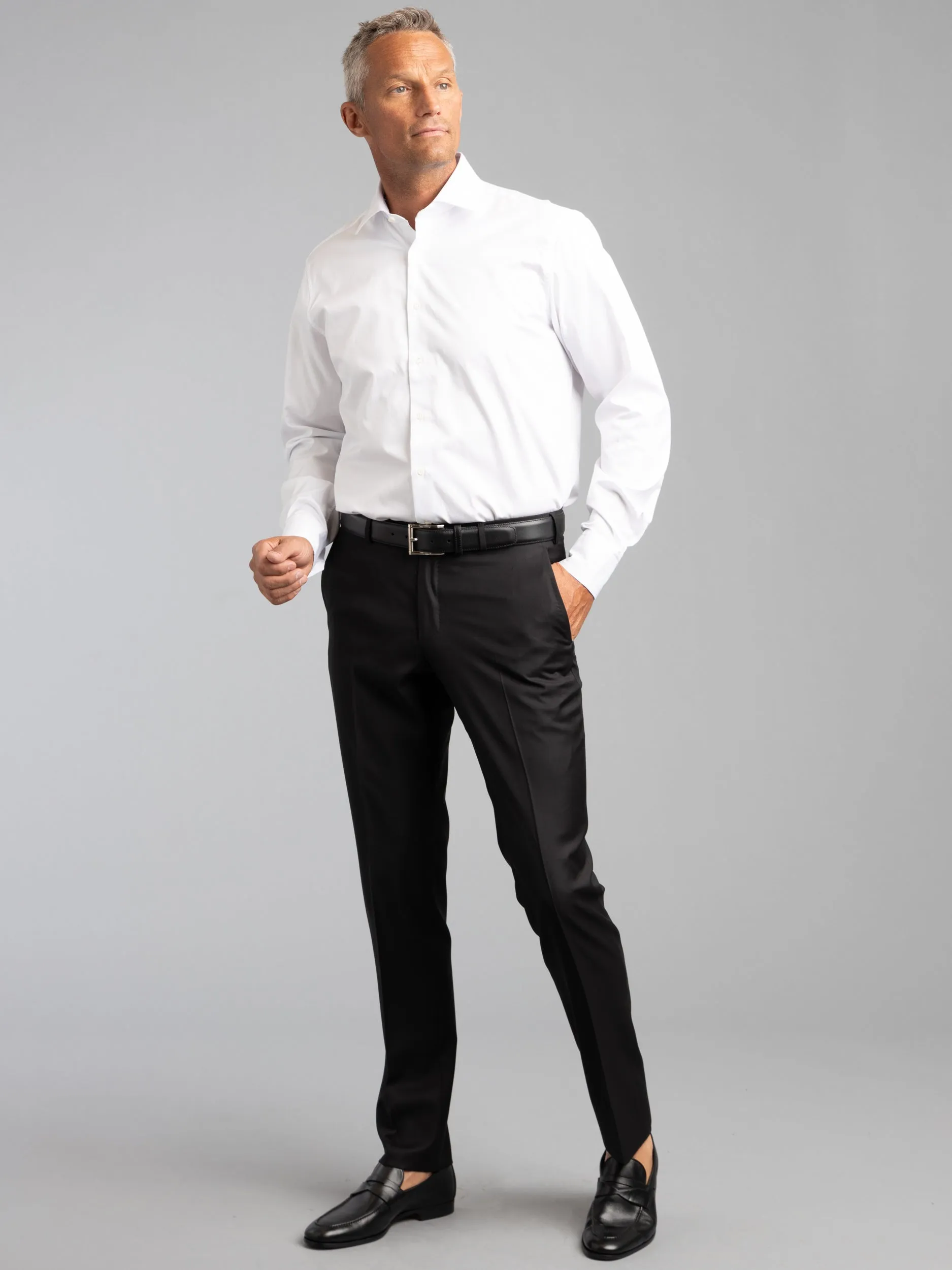 White Dress Shirt with Back Pleats