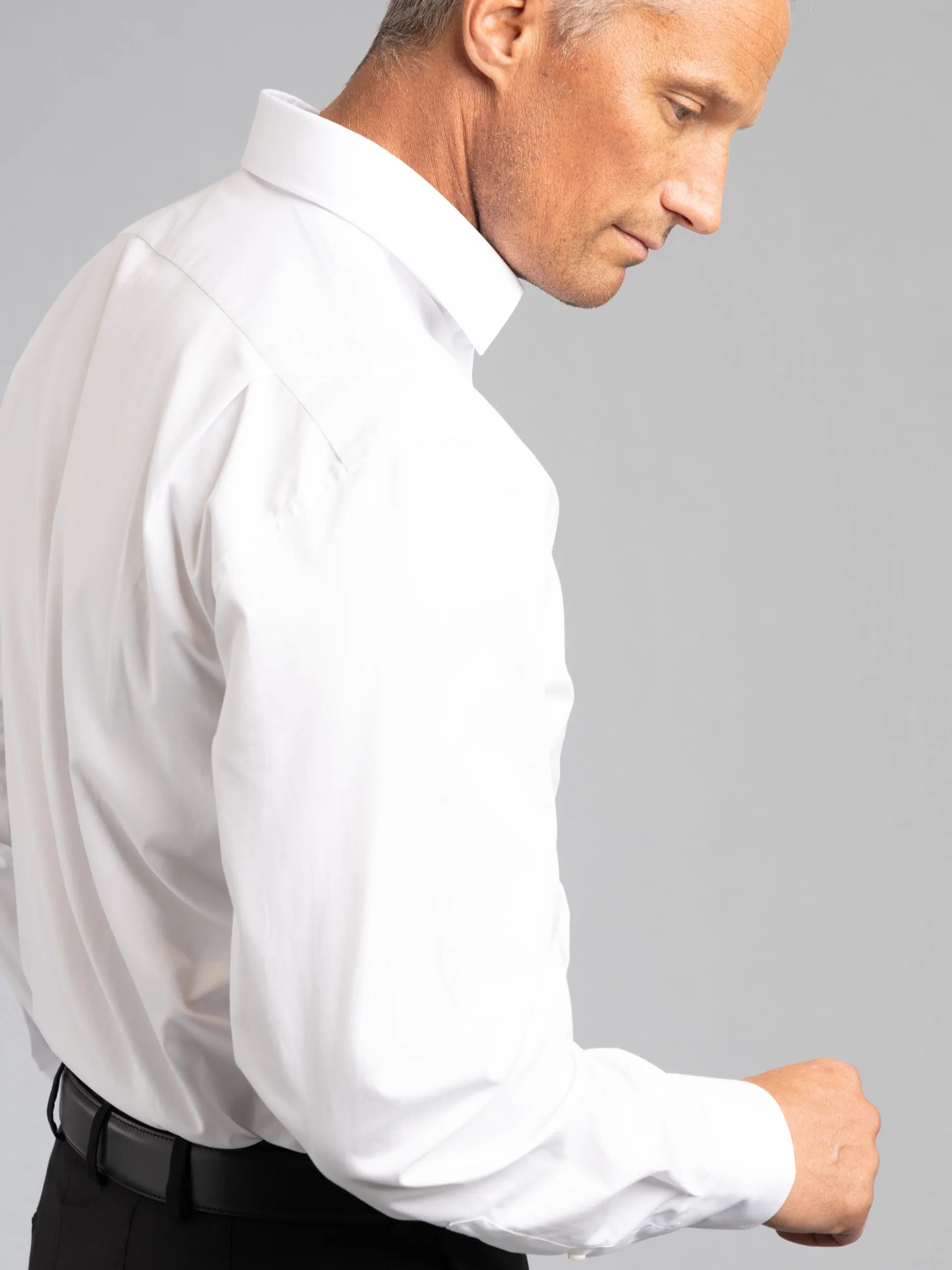 White Dress Shirt with Back Pleats