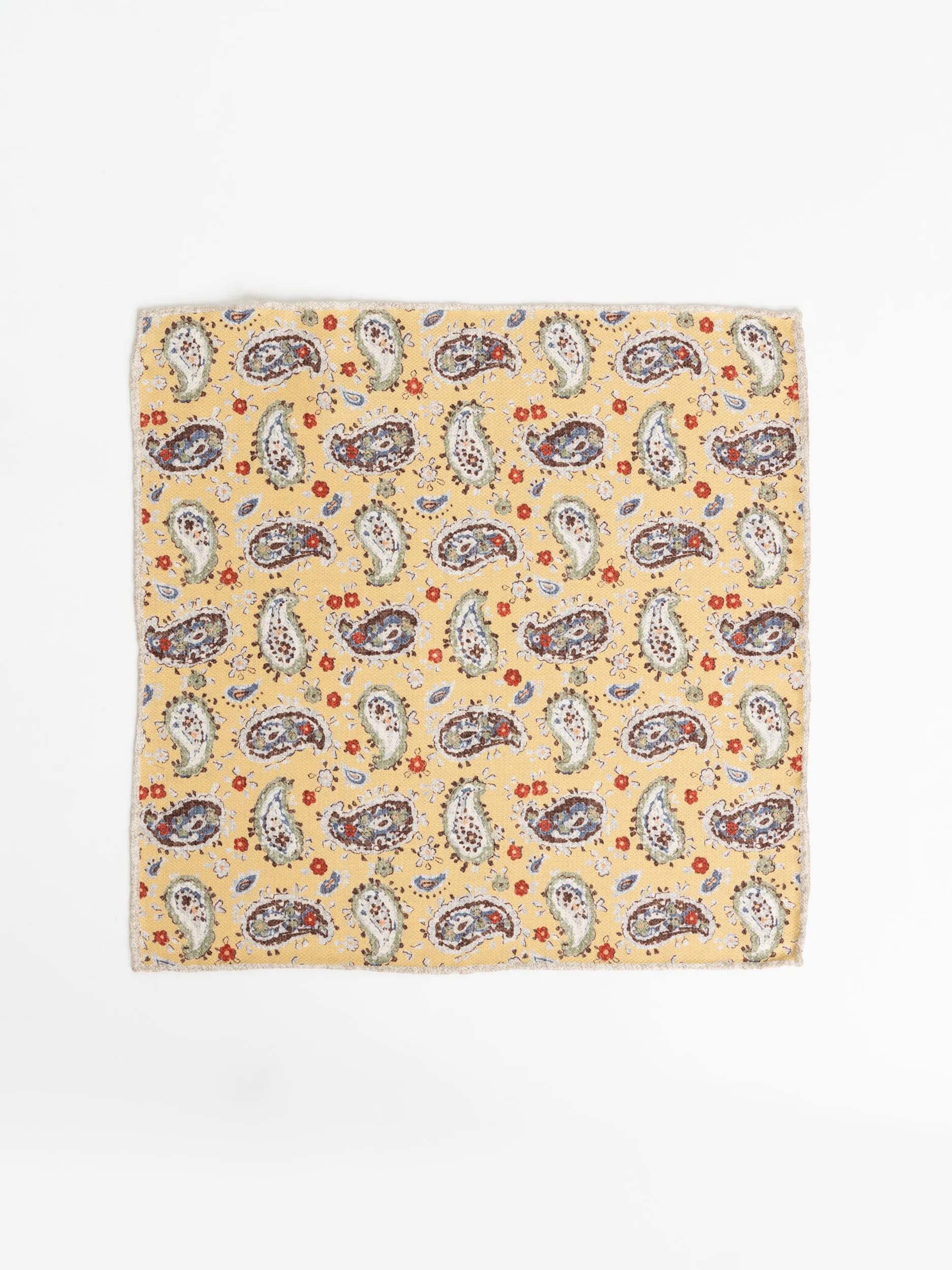 Yellow Paisley Pocket Square