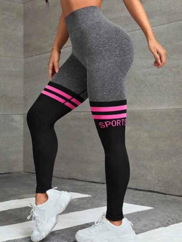 ZASUWA Female Contrast Color Stripes Quick-dry Seamless Leggings