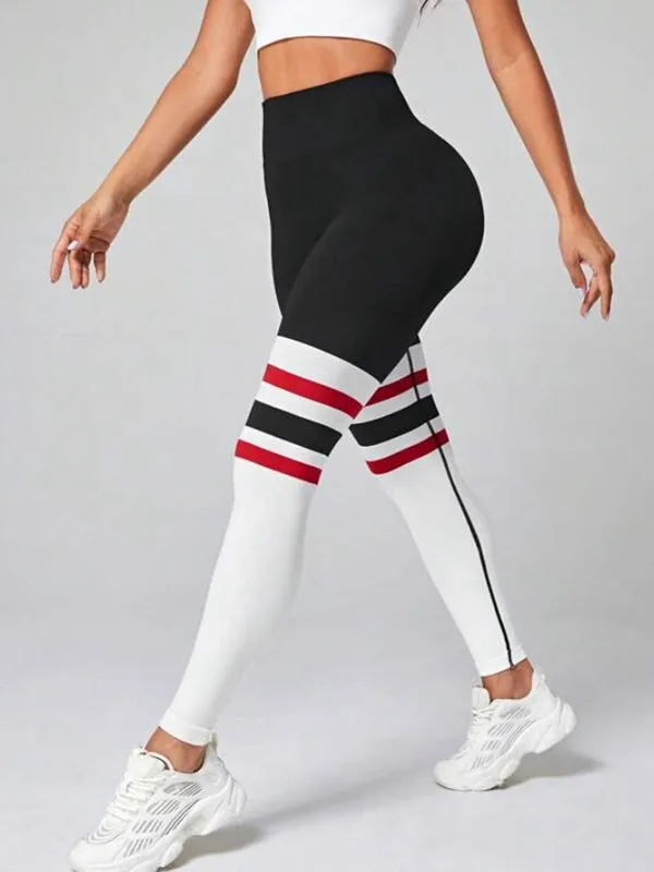 ZASUWA Female Contrast Color Stripes Quick-dry Seamless Leggings