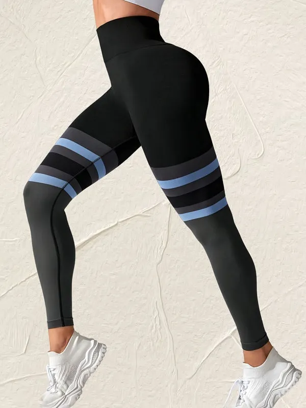 ZASUWA Female Contrast Color Stripes Quick-dry Seamless Leggings