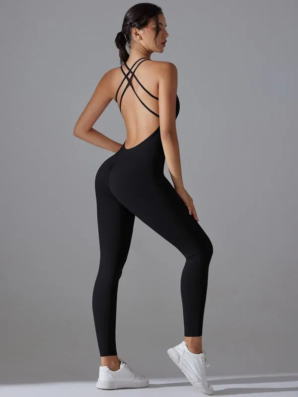 ZASUWA Female Cross Back Scrunch Bum Quick-dry Jumpsuit